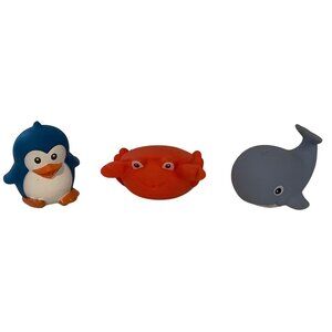 Penguin Crab & Whale Bath Toys Set Lot of 3 2"-3"